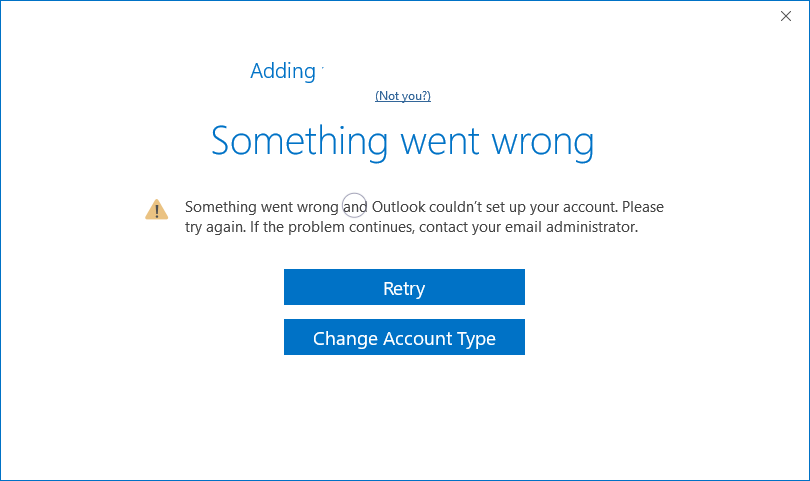 Caused by an issue where something went wrong outlook
